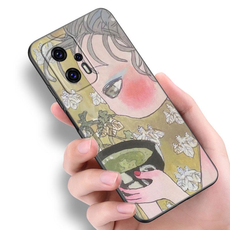 Aya Takano Konst Telefonskal För Xiaomi POCO F2 F3 M2 M3 M4 X3 X4 Pro NFC F4 GT 5G F1 X2 C3 C31 C40 M5S Mjuk TPU Svart Skal