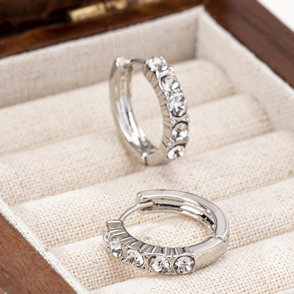 Minimalist Inlaid Zircon Cold Wind Ear Buckle Temperament Versatile Trend Earrings