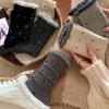 Autumn And Winter Women'S Thick Dopamine Warm Mid-Calf Socks With Lace And Polka