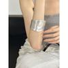 Fashion Silver Wide Edge Brushed Open Tide Bracelet Women's High Stylish Textured Bracelet Minimalist Korean Style Minority All-Match