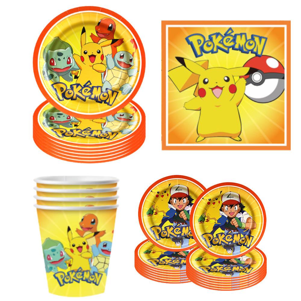 Pokemon Pikachu Party Paper Plate And Cup Set With Cartoon Print For Birthday Celebrations