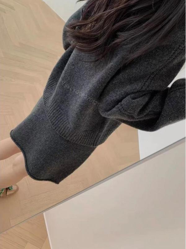 Women's Grey Knitted Skirt: Rolled Edge, Hip Wrap, Petite Fit - Flattering Wool Short Skirt for Spring, Autumn & Winter 2025