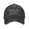 Moda 2025 Definizione di Pensionamento Divertente Scherzo sul Pensionamento Cappellino da Baseball Unisex Usurato Lavato Snapback Cappelli Regolabili per Esterno Cappello