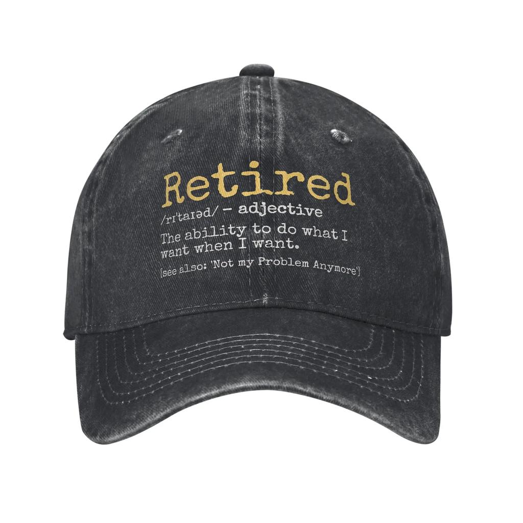 Moda 2025 Definizione di Pensionamento Divertente Scherzo sul Pensionamento Cappellino da Baseball Unisex Usurato Lavato Snapback Cappelli Regolabili per Esterno Cappello