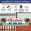 2D Flat, 1pc, Rustic Christmas By The Sea Aluminium Decorative Sign Tropical Christmas Decor Wall Hanging for Christmas Decorations, Beach House
