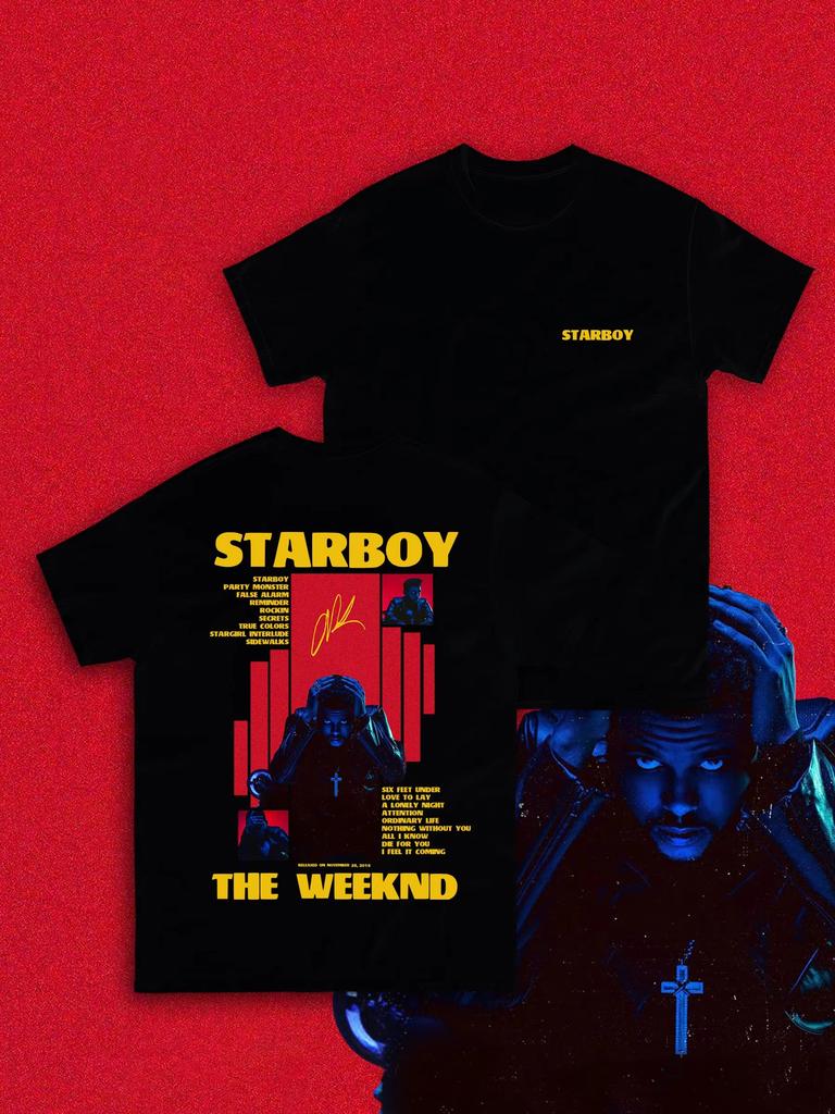 The Weeknd Starboy Album Graphic T-shirt Men Women Hip Hop Pop Music Short Sleeve Casual Cotton