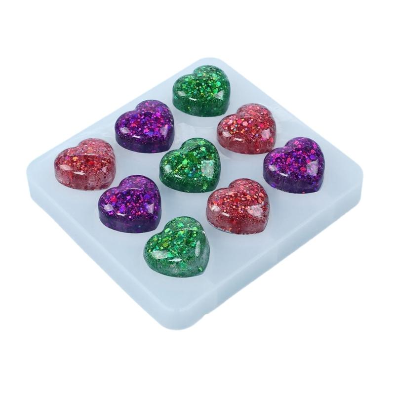 Small Crystal Silicone Mold with 9 Holes Silicone Craft Molds Beautiful Heart Shaped Chocolate Molds Silicone