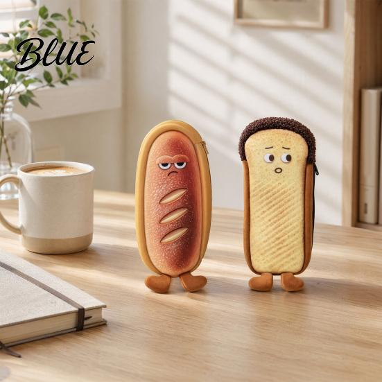 Soft Fabric Pencil Pouch Cute Bread Case Plush Large Capacity Pen Pouch