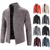 2024 Men's Autumn/Winter Stand-Up Collar Fleece-Lined Cardigan Sweater