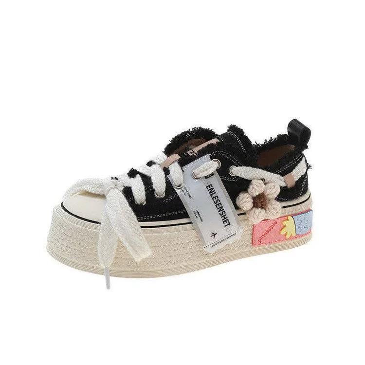 New cute soft girl round head ugly cute board shoes niche design sense sports and leisure shoes ins trendy platform shoes women's shoes