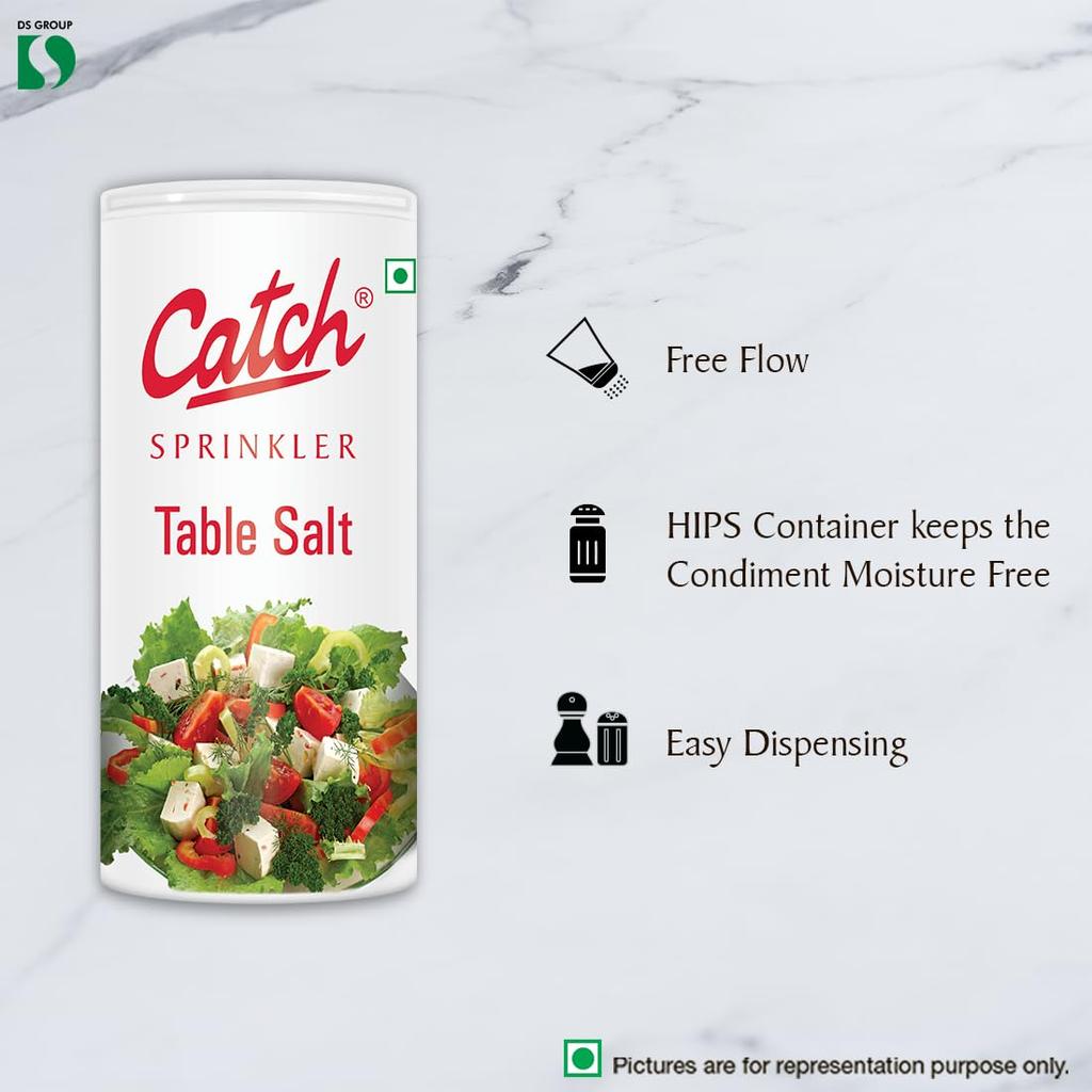 Catch Iodized Table Salt Sprinkler 200g Pack of 1 Free-Flow Condiment Dispenser for Cooking and Dining