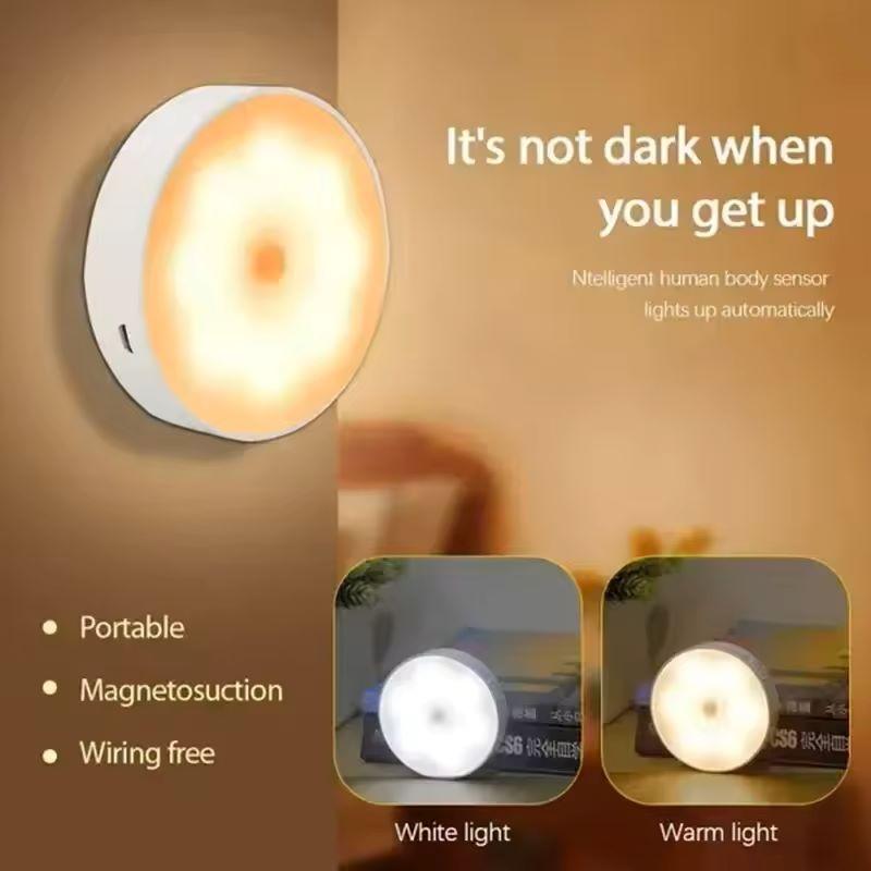 Motion Sensor Night Light 1/2/4/6 Pack Wireless USB Charging Closet Light Suitable for Stairs Cabinets Kitchen Corridors