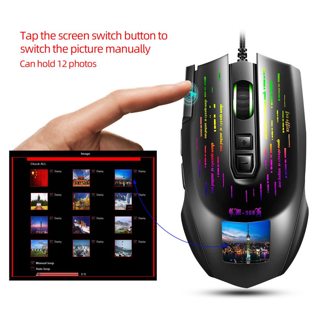 New J500 Display Screen Game Macro Mouse Multi Language Driver With Free Image Settings