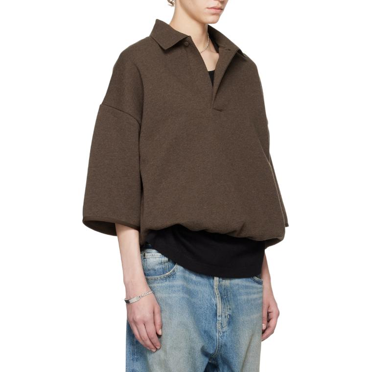 Fear of God Essentials Polo manches 3/4 Heather Wood Hauts Homme Marron 192SU244402F