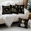 Black Gold Christmas Pillowcase Printed Polyester 45x45cm Throw Pillowcover Decorative Sofa Cushion Pillowslip Home Decor