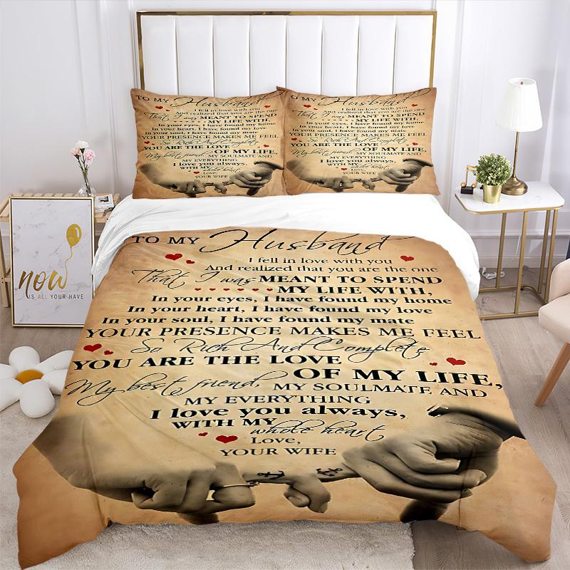 3pcs Bedding Set Love Commitment Includes 1 Comforter + 2 Pillowcases, Without Pillow Inserts, Soft Comfortable, Lightweight Breathable, Pri
