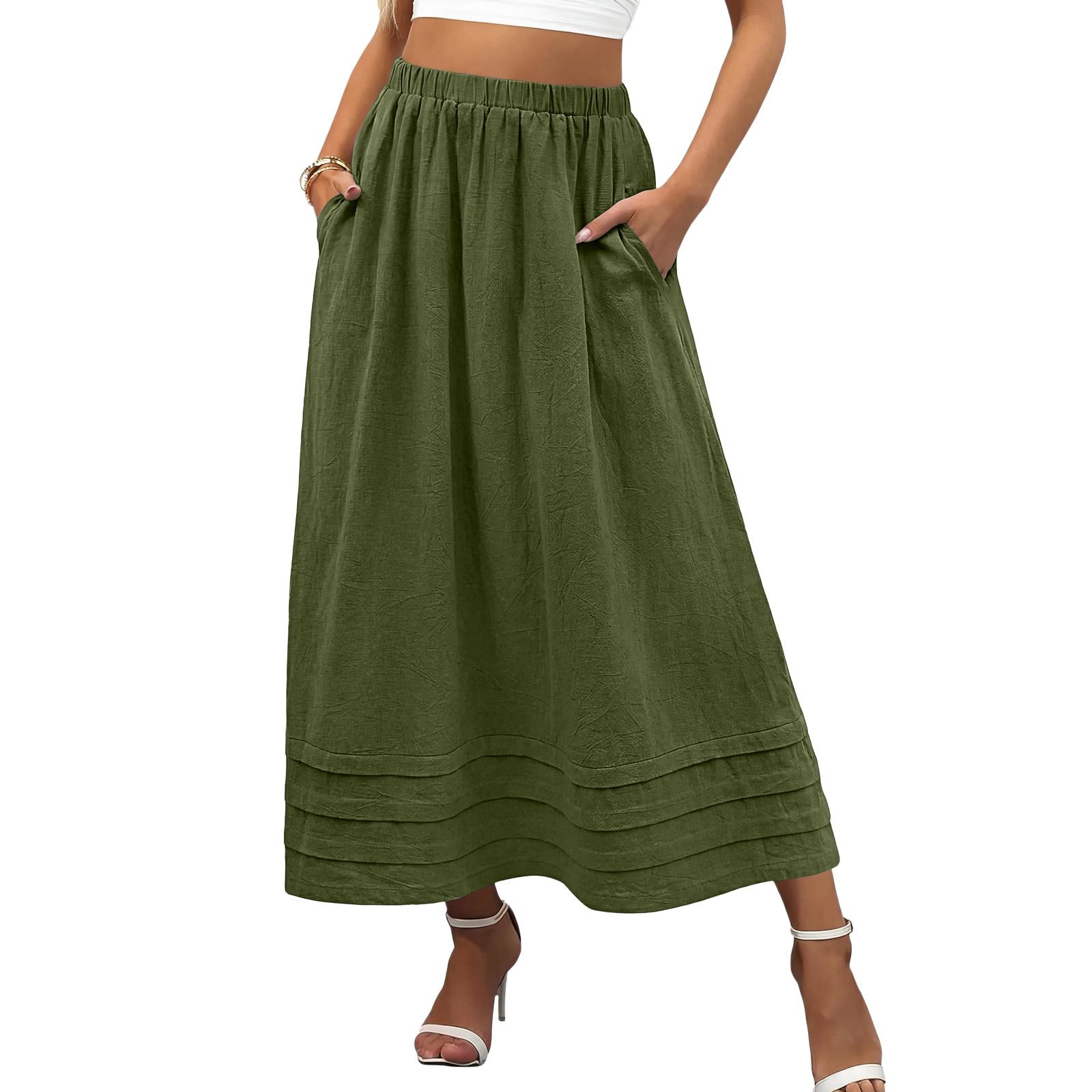 

Women s Fashion Loose-Fit -Color Casual Skirt L