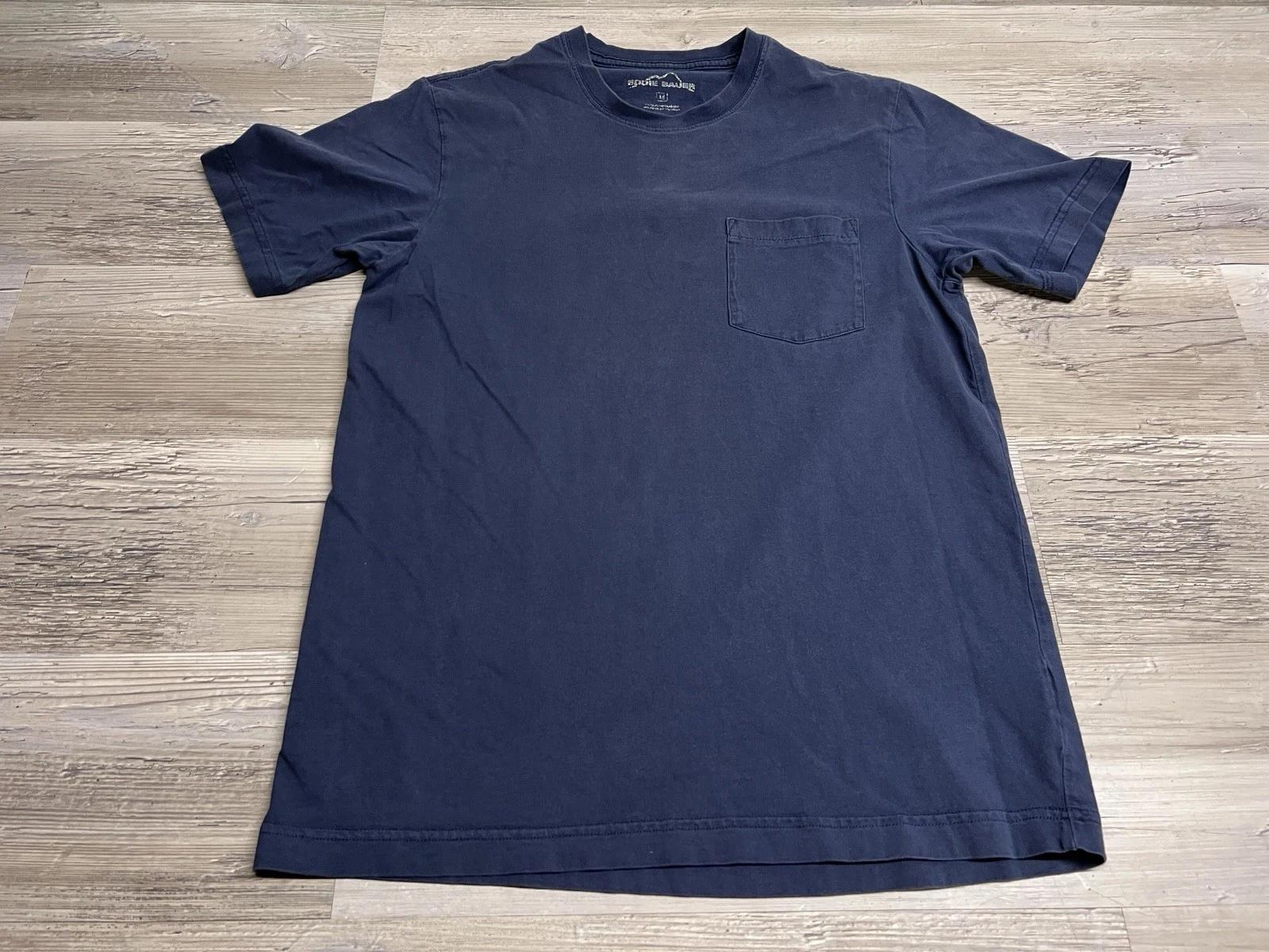 Eddie Bauer Blue Pocket T-Shirt Size Medium Short Sleeve Blank Basic Minimal Tee S