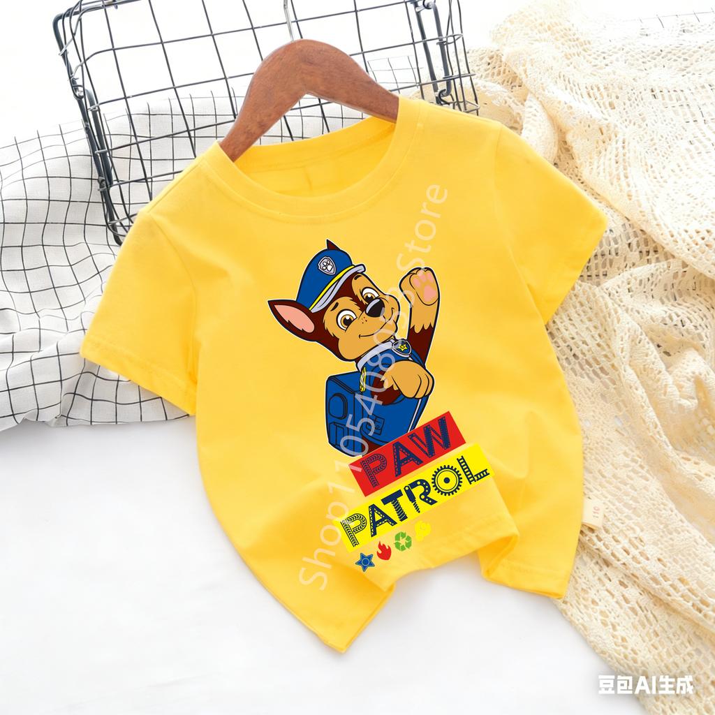 Kids Paw Patrol Cartoon Graphic Baby T Shirt Cotton Casual Short Sleeve Tee Boys and Girls 2026 Summer Toddler Clothing Tops