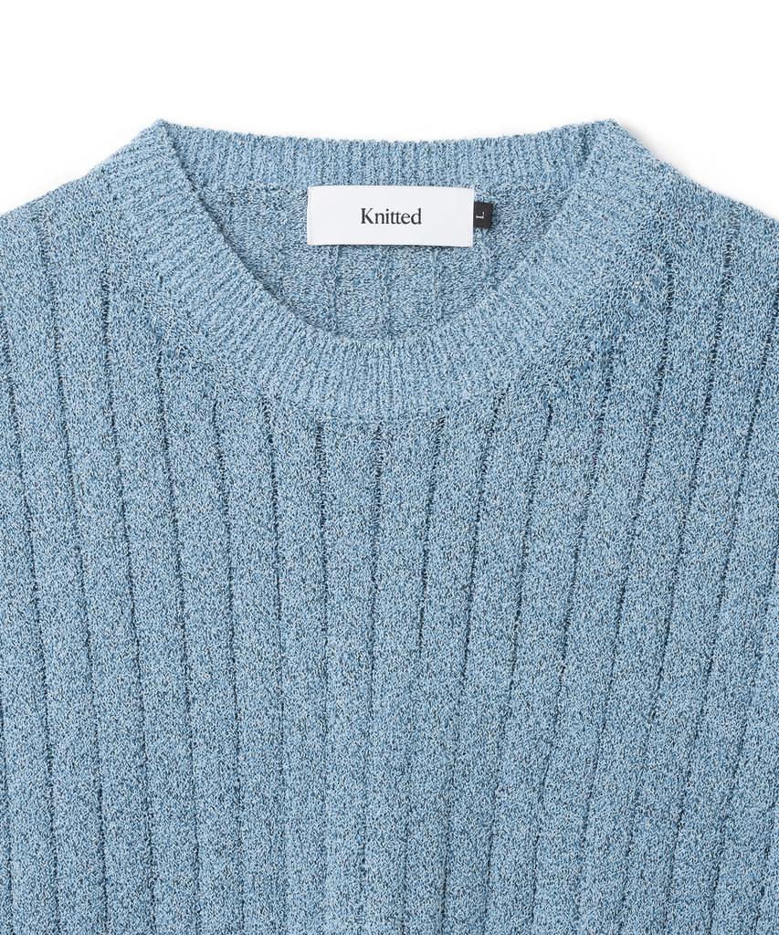 KNITTED Summer Boucle Round Knit Blue