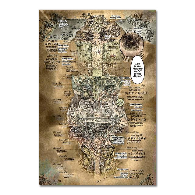

Холст, плакаты и принты, настенная художественная картина «Сделано в бездне», карта, аниме, фильм, винтажный постер, декоративный домашний декор, Куадрос, без рамки 30*40cm