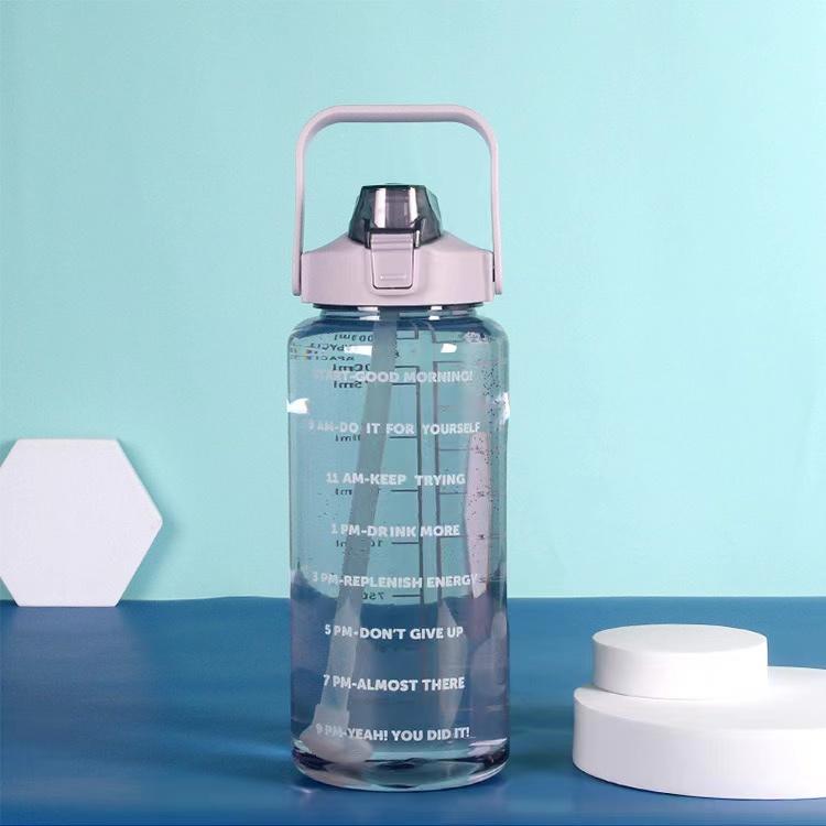 

Бутылка для воды 2000 мл с трубочкой, женский кувшин, портативные бутылки для путешествий, фитнес-кружка для велосипеда, летний кувшин для холодной воды с отметкой времени 2000ml фиолетовый