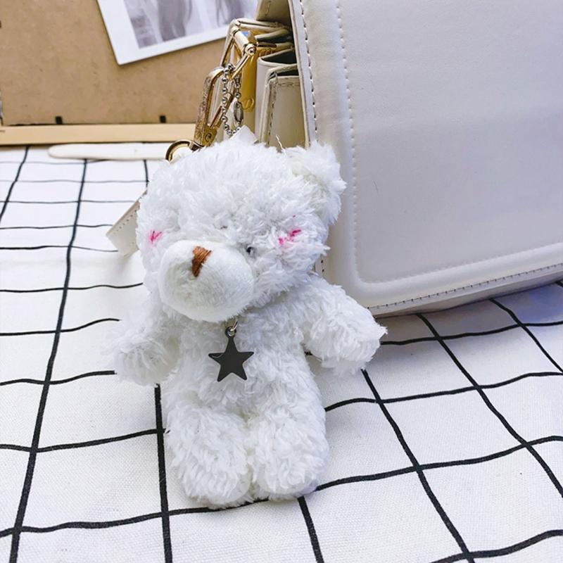 Mini Cute Plush Bear Keychain Pendant Lovely Plush Stuffed Animals Keyring Charm for Purse Bag Backpack Handbag