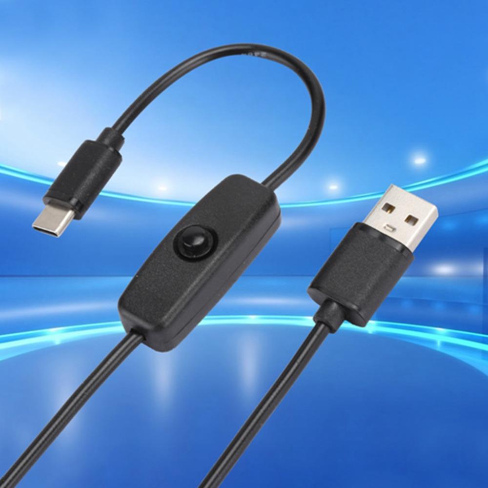 Durable 5V 3A Type C to USB Charging cable 1M / 3.3ft Power Button Switch Type C Cable Power Cord for Raspberry Pi 4B