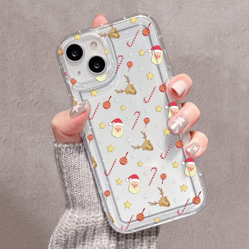 Winter Christmas Graphic Print Clear Case for iPhone17 16 15 14 13 12 11 Pro Max 16E XR SE2 7 8 Plus Shockproof Soft Cover