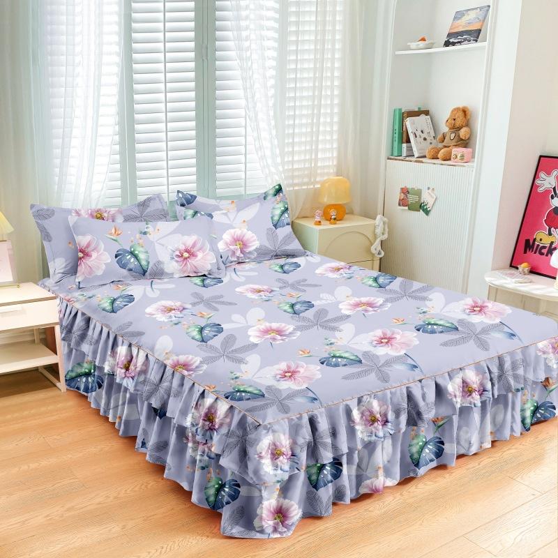 Dormitor de uz casnic Fustă de șlefuit dintr-o singură bucată Cuvertură de pat de culoare solidă, prietenoasă cu pielea, așternut pentru dormitor, pentru dormitor