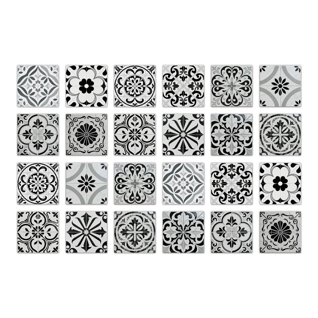 24pcs Mandala Wall Stickers Kitchen Self-Adhesive Waterproof Tile Stickers Bathroom Decor Moroccan Pvc Decal