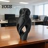 Fade-resistant Owl Figurine 3D Printed Figurine, Hollow Modern Art Sculpture with Matte Black Finish, Office Home Decor Minimalist Desk for Bookshelf,