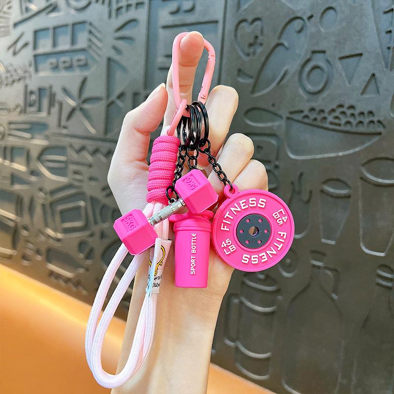 

Removable dumbbell keychain creative sports fitness series dopamine silicone key pendant trinket accessories