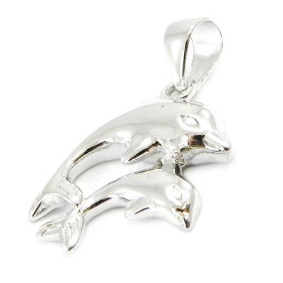 [I4243] - Silver Pendant 'Tendres Dauphins' Silver (rhodium-plated) - 17x15 Mm