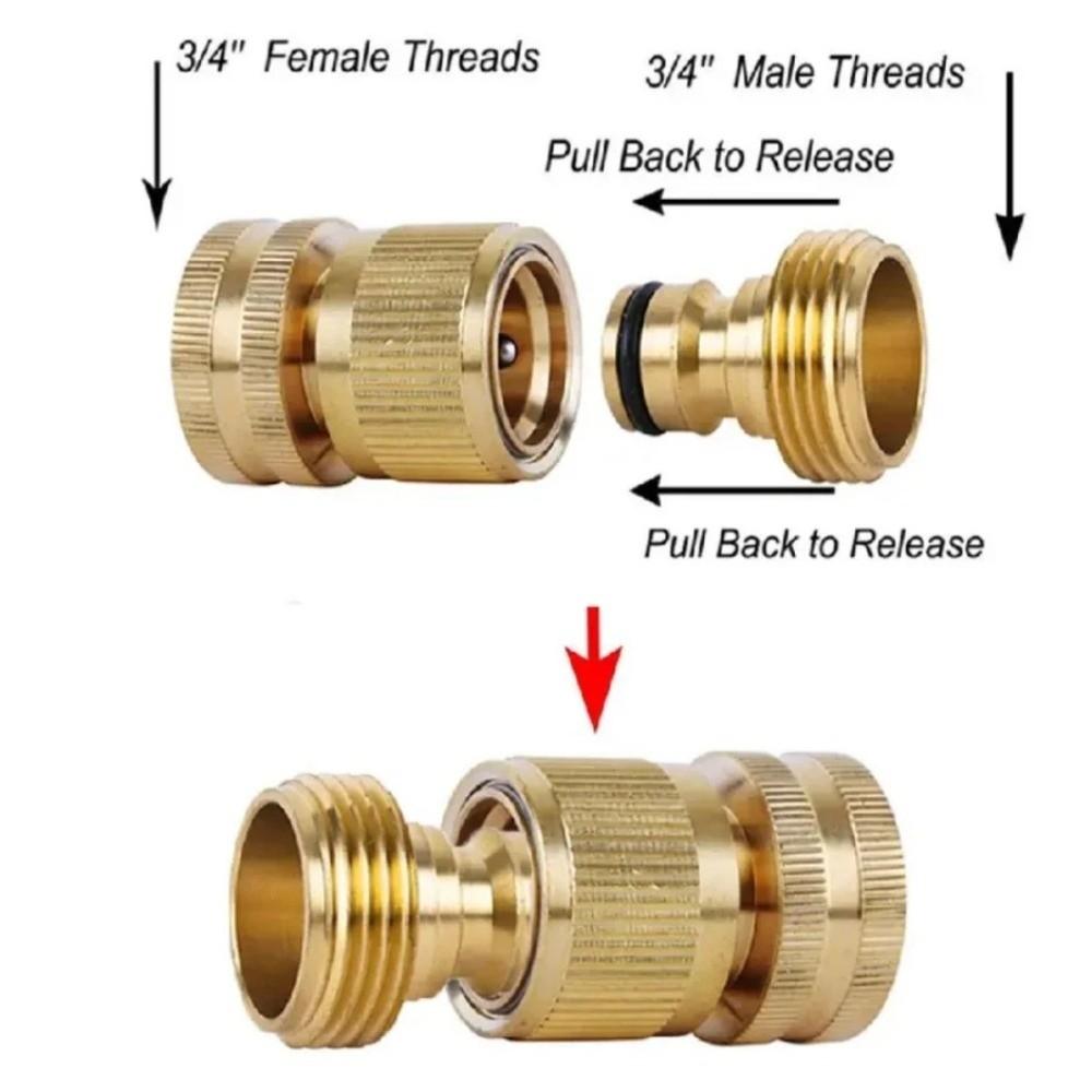 3/4 Inch Thread Brass Quick Connector Male Female Threads Water Hose Connector Water Connection