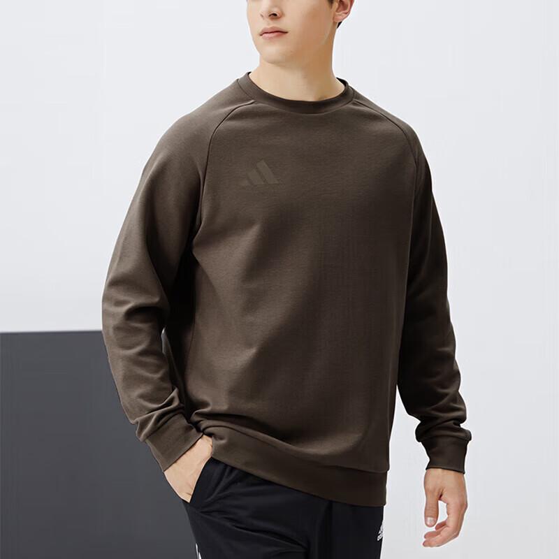 Adidas Combat Sports Series Round Neck Pullover Casual Long Sleeve Sweatshirt Unisex Sweatshirt Neutral-Brown Dark-Brown ACLLSPS3CS-BDB