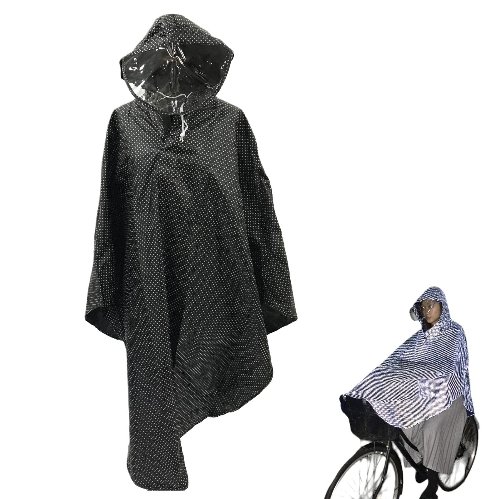 

SUGITA Светоотражающий велосипедный плащ для офиса, для защиты от стихийных бедствий, один размер подходит всем, 9895BK пончо во весь корпус, рекомендуется, 100% полиэстер, все, чёрный