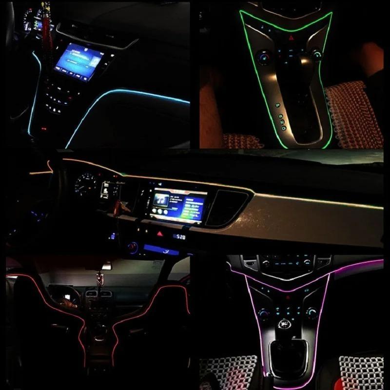 3M/5M USB EL Wire Neon Light Strip, Flexible Car Interior LED Ambient Lighting, DIY Auto Atmosphere Decorative Light for Vehicle, Party Decoration