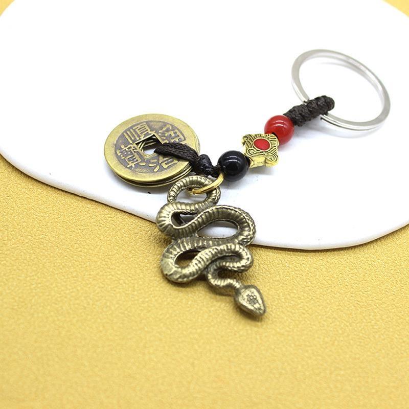 Thailändsk Amulett 2025 Ormens År Kinesiskt Zodiak Nyckelring Hänge Vintage Skyddsamulett Talisman Pengar Välstånd Framgång Hälsa Lyckosmycke Mynt