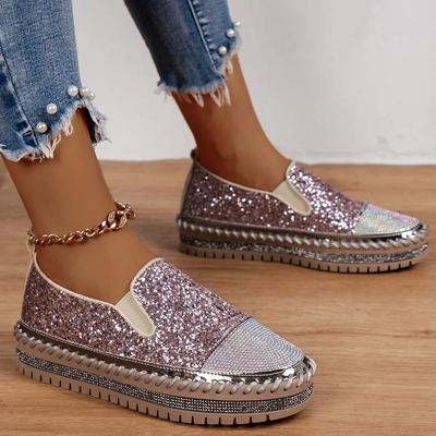 Designer-Schuhe für Damen, flache Sneakers mit Pailletten, lässige Damen-Netzschnürschuhe, feine Diamant-Pailletten-Plateauschuhe, Zapatos De Mujer