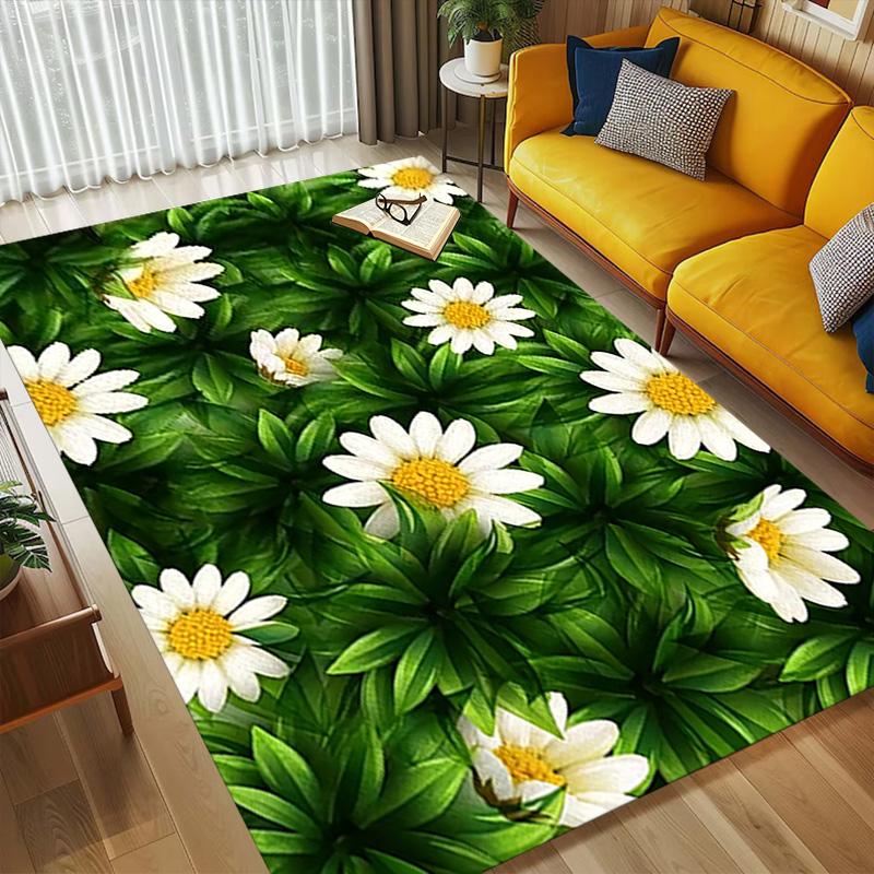 White Daisies Living Room Nonslip Area Rug Soft Carpet For Bedroom Game Playroom Sofa Office Home Decor Doormat Christmas Gift C9261386