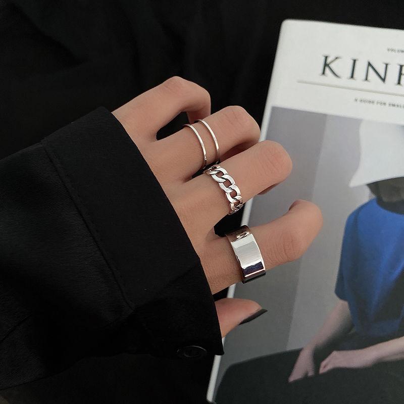 10Pcs Punk Simple Rings Set Zinc Alloy Color Geometric Hollw Wide Ring Set Women's Vintage Joint Hiphop Finger Rings Zircon