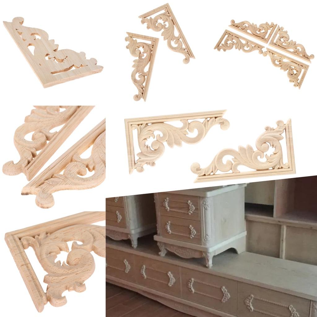 Ecke Holz geschnitzt Einlage Applikation Rahmen Möbel Handwerk Dekorativ Unbemalt