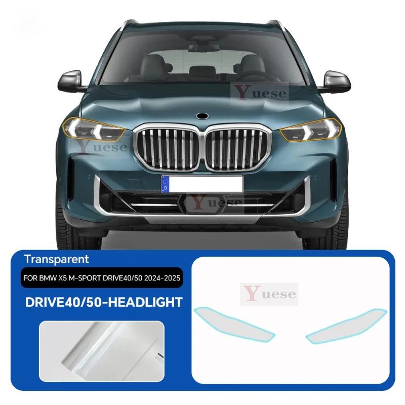 For BMW X5 M-Sport Drive40 50 2025 2 Pcs Car Headlight Protective Film Transparent Smoked Black TPU Sticker