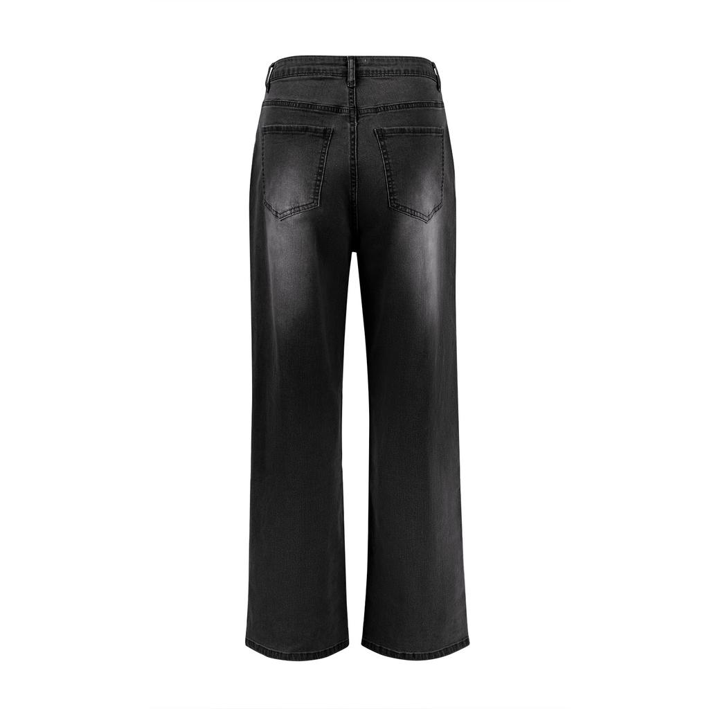 Women's Wide Leg Jeans High Waist Straight Stretch Jeans With Pockets