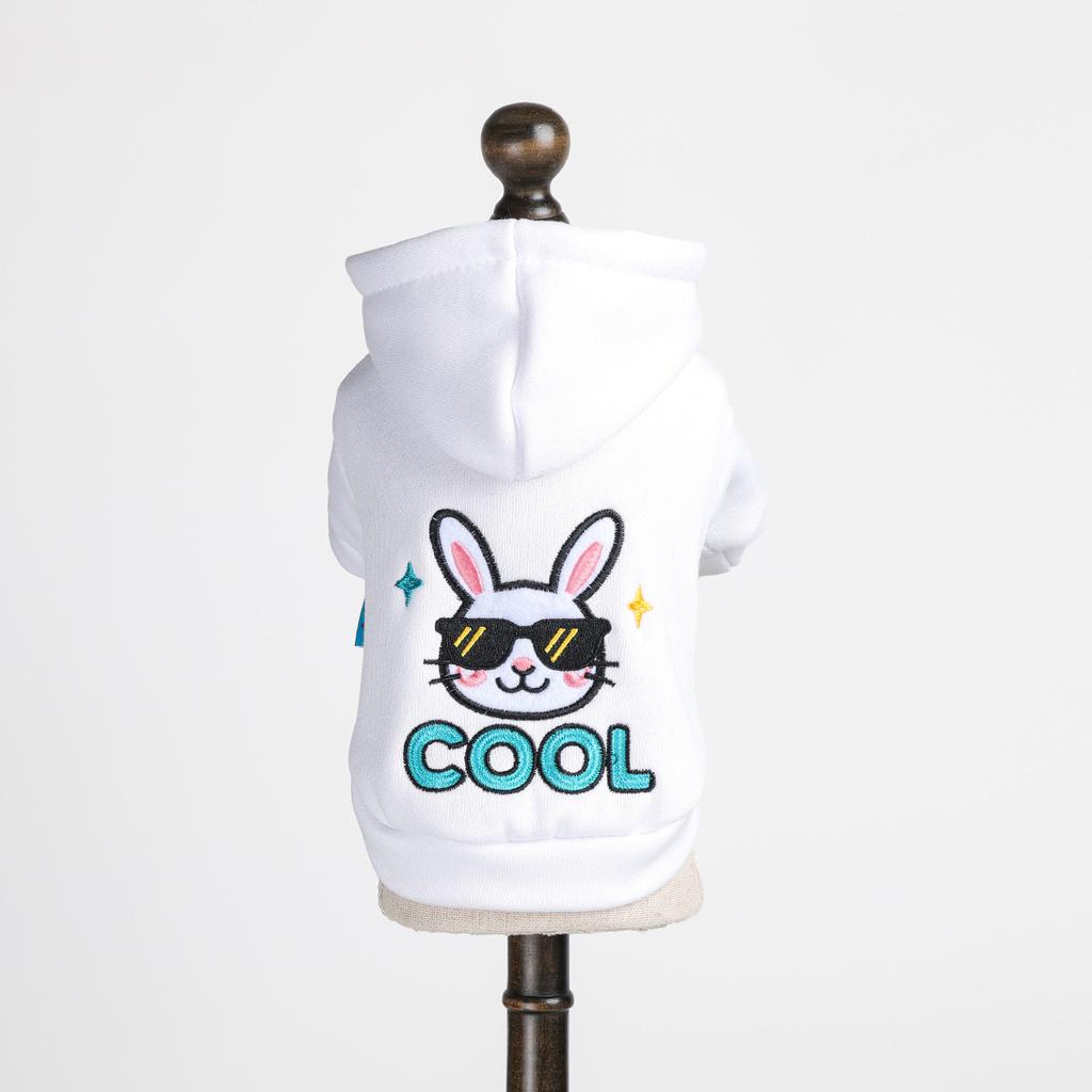 Pet clothes autumn and winter new small dog puppies happy dog cat warm comfortable cool sweater - white rabbit