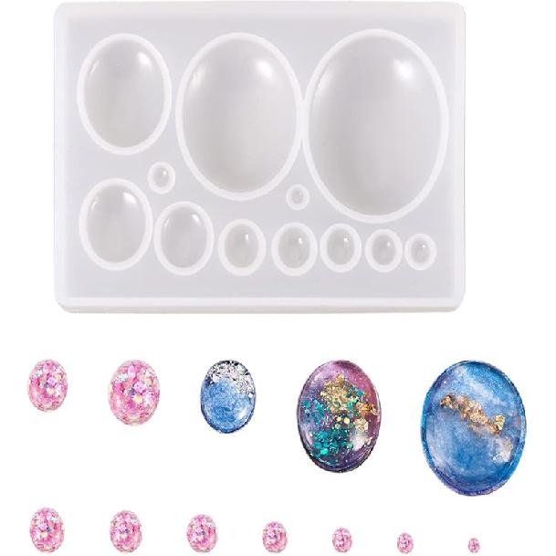 2Pcs Heart Shape Silicone Molds Love Heart Cabochons Resin Casting Molds Chunky Valentines Love Jewelry Pendant Mould for Epoxy Resin DIY Earring