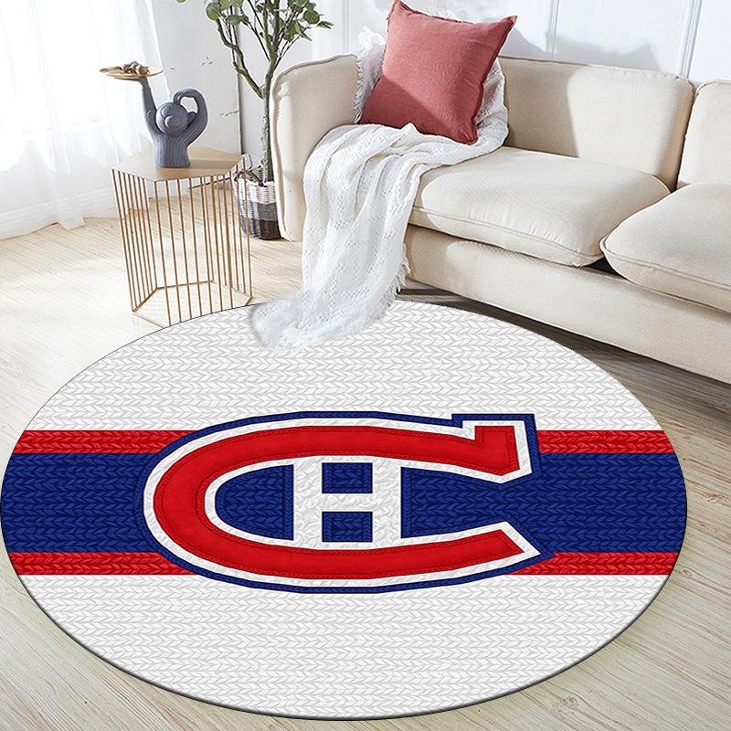 Tappeto Rotondo Montreal Canadiens, Tappeto per Soggiorno Camera da Letto Divano Sala Giochi Decorazione, Tappetino Antiscivolo