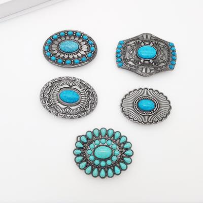 Zinc Alloy Bohemian Niche Belt Buckle Oval Belt Buckle Automatic Snap Buckle Retro Style
