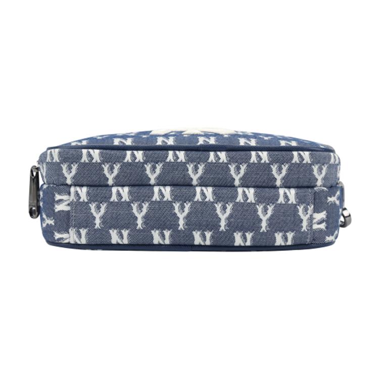New MLB Monogram Collection Polyurethane Polyester Camera Bag, Shoulder Bag, Crossbody Bag Trumpets Unisex Marine Blue 32BGDM011-50N